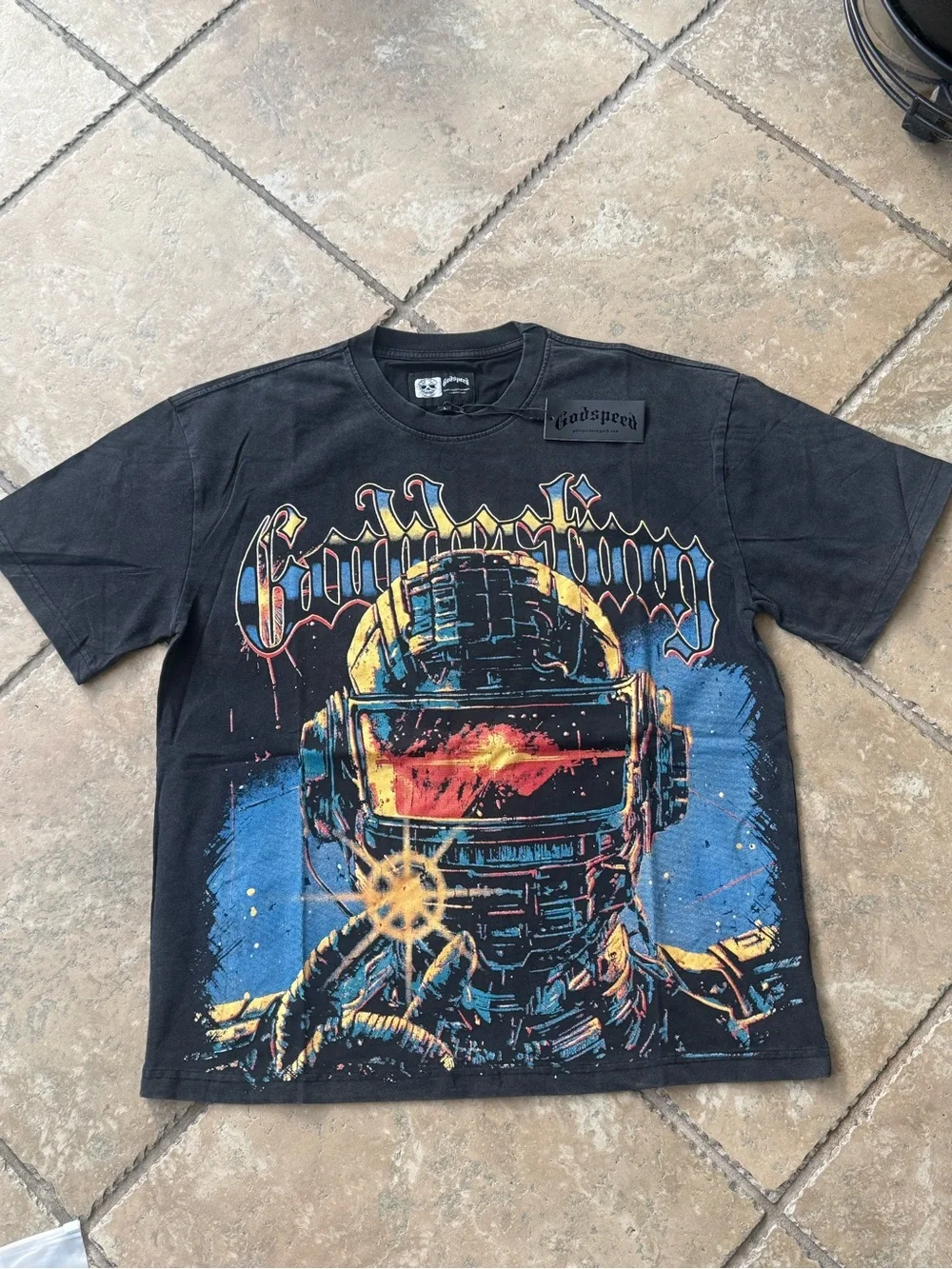 Black Godspeed Skeleton Playing Piano T-Shirt